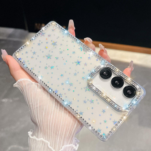 Samsung Galaxy A16 5G Rhinestone Glitter TPU 4-corners Anti-fall Phone Case - Transparent Stars